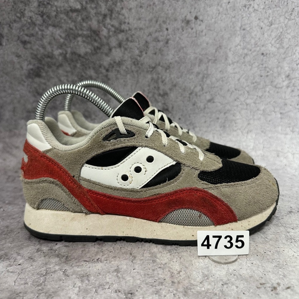 Saucony Shadow 6000 Kids Size 4M Grey Red Sneakers SK267652 Suede Mesh Low